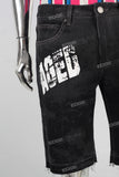 Black digital print laser boot cut short