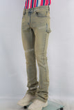 Green acid washed skinny jeans