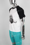 Ringer black and white print men t shirt