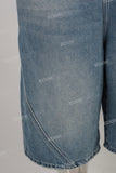 Blue acid washed damaged shorts