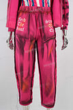 Sun faded paint splatter vintage wash jogger hoodie set