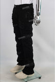 black patch work patchwork cargo baggy jeans men