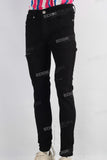 Black damaged skinny jeans men