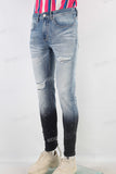 Blue damaged paint splatters skinny jeans