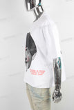 White heavyweight digital print T shirt men