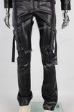 Black Leather Jacket And Pants Set Men