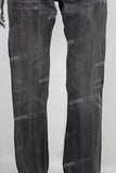 Black waxed acid washed straight jeans