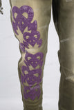 Green patchwork skinny jeans