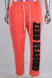 Orange leggings patchwork pants