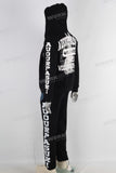 Black digital print hooded jacket and pants
