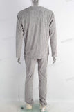 Grey embossed velvet long shirt and pants set