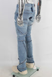 Tie-Dye Stitched Damaged Blue Jeans men