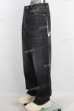 Black acid washed digital print jeans