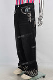 Black rhinestone rivet baggy jeans