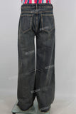 Blue straight acid washed jeans