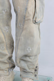Patchwork cargo embroidered jeans