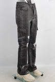 Digital print damaged cargo jeans