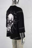 Black oversize skull digital print t shirt