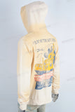 Yellow embroidered digital print hoodie