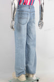 Blue digital print straight jeans