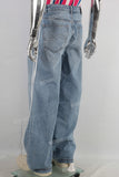 Blue patchwork baggy jeans