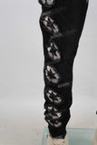 Black patchwork skinny jeans men