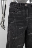 Black baggy wide leg jeans men