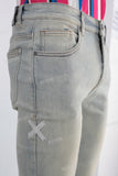 Acid washed damaged skinny jeans