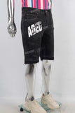 Black digital print laser boot cut short