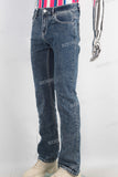 Blue slim fit embroidered jeans