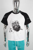 Ringer black and white print men t shirt