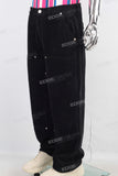 Black patchwork embroidered pants