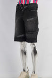 Black embroidered boot cut shorts