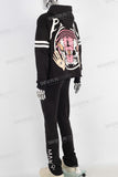 Black digital print patchworkhoodie and pants set