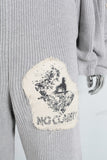 Grey patchwork hooded jacket and pants set