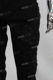 black patch work patchwork cargo baggy jeans men