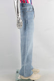Blue digital print straight jeans