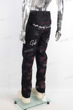 Black damage embroidery jeans men