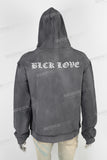 Black vintage sun faded digital print zip hoodie