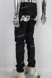 Black leggings embroidered jeans