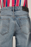 Blue patchwork baggy jeans