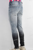 Blue damaged skinny paint splatters jeans
