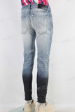 Blue damaged paint splatters skinny jeans