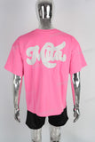 pink oversize digital print heavyweight T shirt men