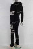 Black patchwork embroidered hoodie and pants set
