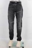 Black straight leg tie jeans men