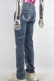 Blue slim fit embroidered jeans