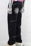 Black patchwork embroidered pants