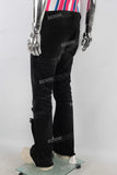 Black flare patchwork boot cut jeans