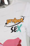 White slim fitting digital printing T shirt Women